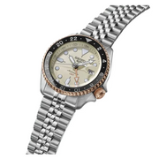 Seiko 5 GMT Sport Asia Exclusive Limited Edition Off White Dial Silver Steel Strap Watch for Men - SSK046K1