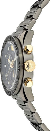 Versace Greca Dome Chronograph Black Dial Grey Steel Strap Watch for Men - VE6K00623