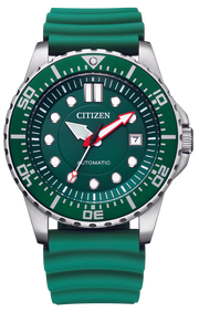 Citizen Mechanical Automatic Green Dial Green Rubber Strap Watch for Men - NJ0129-10X