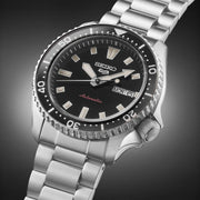 Seiko 5 Sports SKX Automatic Black Dial Silver Steel Strap Watch for Men - SRPL85K1