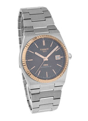 Tissot PRX Powermatic 80 18K Gold Brown Dial Silver Steel Strap Watch for Men - T931.407.41.291.00