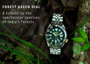 Seiko 5 Sports Forest Green Sunrise Limited Edition Green Dial Silver Steel Strap Watch for Men - SSK050K1