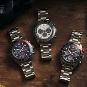 Seiko Prospex Speedtimer Solar Chronograph Black Dial Silver Steel Strap Watch for Men - SSC915