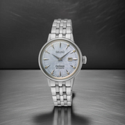 Seiko Presage Cocktail Time Automatic Skydiving Diamonds Blue Dial Silver Steel Strap Watch for Women - SRE007J1