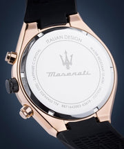 Maserati Stile Skeleton Chronograph Black Dial Black Silicone Strap Watch for Men - R8871642003