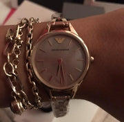 Emporio Armani Aurora Multitone Dial Gold Steel Strap Watch for Women - AR11140