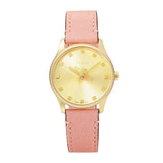 Gucci G Timeless Gold Dial Pink Leather Strap Watch for Women - YA1265041