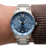 Citizen Mechanical Automatic Light Blue Dial Silver Steel Strap Watch for Men - NJ0191-83L