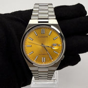 Citizen Tsuyosa Automatic Yellow Dial Silver Steel Strap Watch for Men - NJ0150-56Z