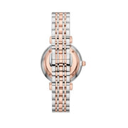 Emporio Armani Gianni T Bar Silver Dial Two Tone Steel Strap Watch for Women - AR11537