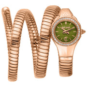 Just Cavalli Vita Green Dial Rose Gold Steel Strap Watch for Women - JC1L355M0045