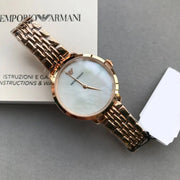 Emporio Armani Modern Mother of Pearl White Dial Rose Gold Steel Strap Watch for Women - AR11158
