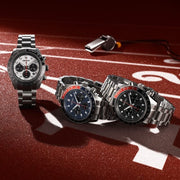 Seiko Prospex Speedtimer Solar Chronograph Black Dial Silver Steel Strap Watch for Men - SSC915