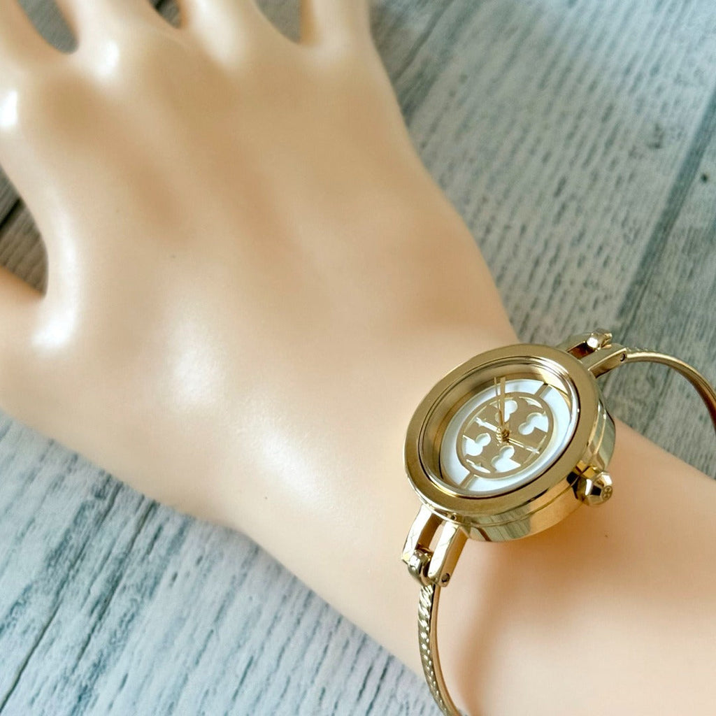 Tory Burch Riva Gold Dial Gold Steel Strap Watch for Women
