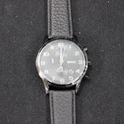Hugo Boss Aeroliner Chronograph Black Dial Black Leather Strap Watch for Men - 1512567