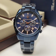 Maserati Attrazione Chronograph Blue Dial Blue Steel Strap Watch for Men - R8873626003