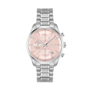 Hugo Boss Grand Tour Chronograph Pink Mother of Pearl Dial Silver Steel Strap Watch for Women - 1502765