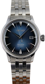 Seiko Presage Cocktail Time Automatic Blue Dial Silver Steel Strap Watch for Men - SRPB41J1