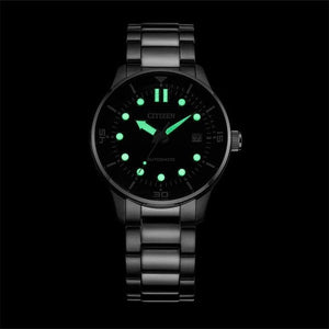 Citizen Mechanical Automatic Black Dial Silver Steel Strap Watch for Men - NJ0191-83E