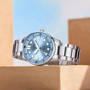 Citizen Mechanical Automatic Light Blue Dial Silver Steel Strap Watch for Men - NJ0191-83L