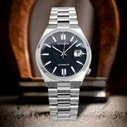 Citizen Tsuyosa Automatic Black Dial Silver Steel Strap Watch for Men - NJ0151-53E