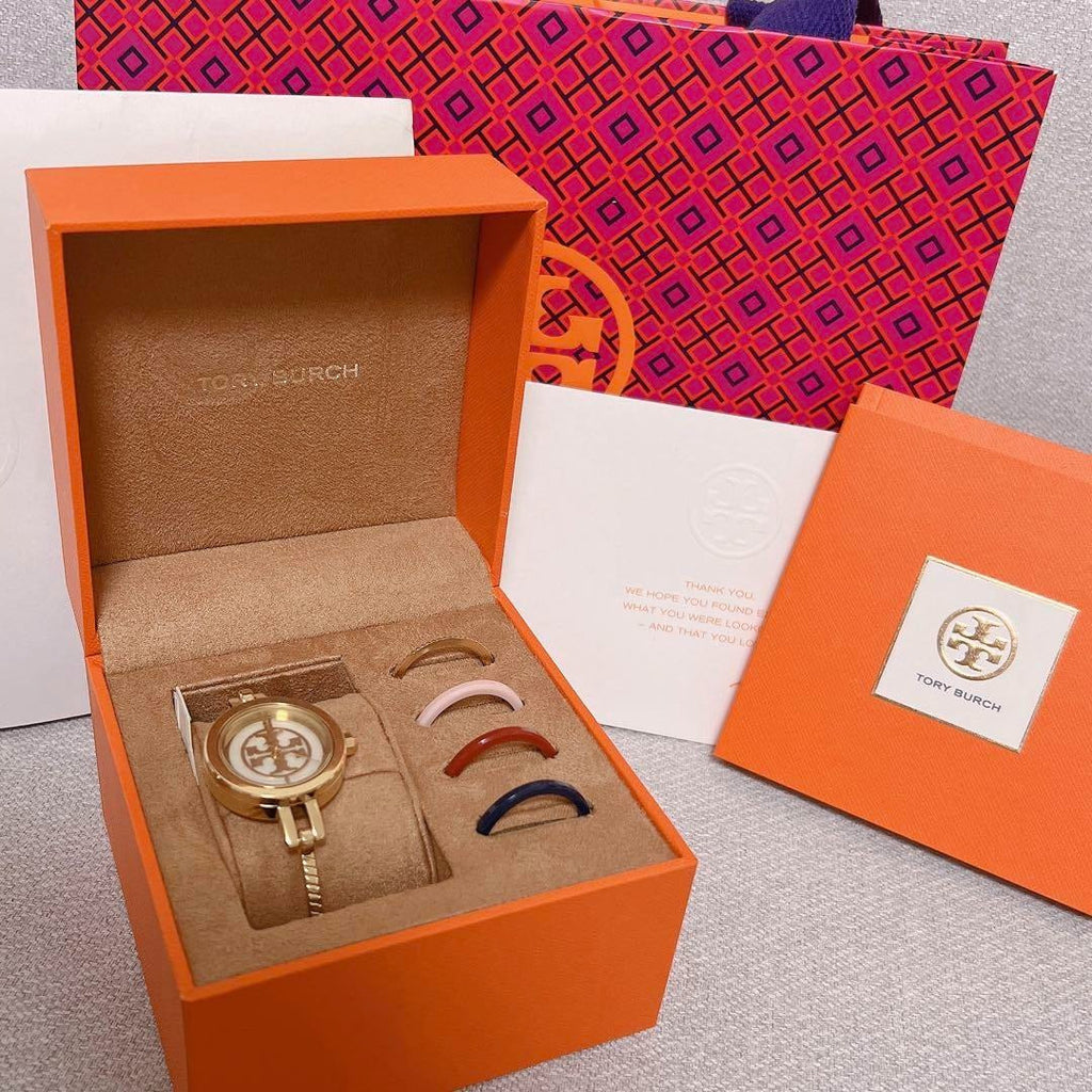 Tory Burch Riva Gold Dial Gold Steel Strap Watch for Women