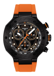 Tissot T Race Chronograph Black Dial Orange Rubber Strap Watch for Men - T141.417.37.051.02