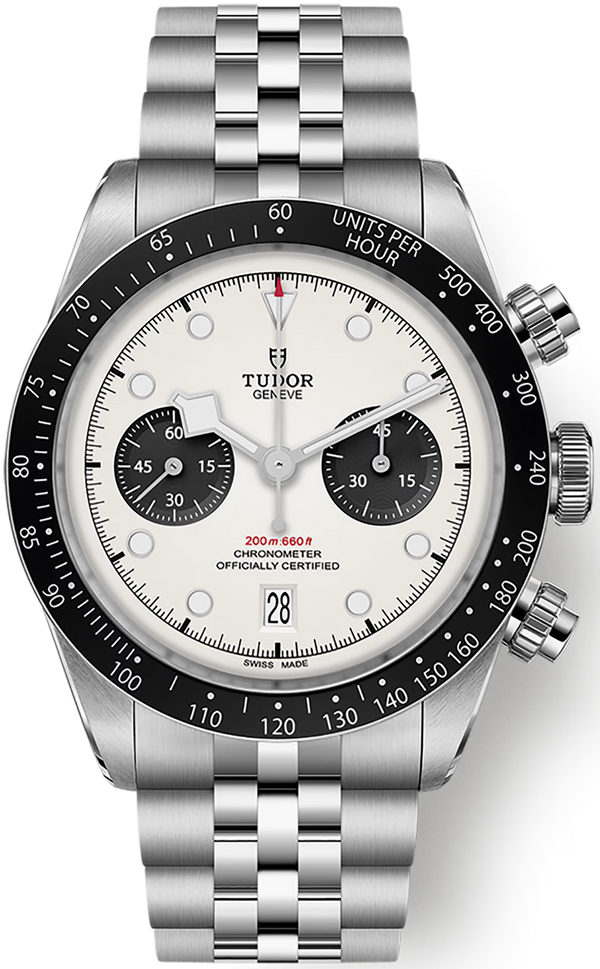 Tudor Black Bay Chrono Silver Dial Silver Steel Strap Watch for Men - M79360N-0014