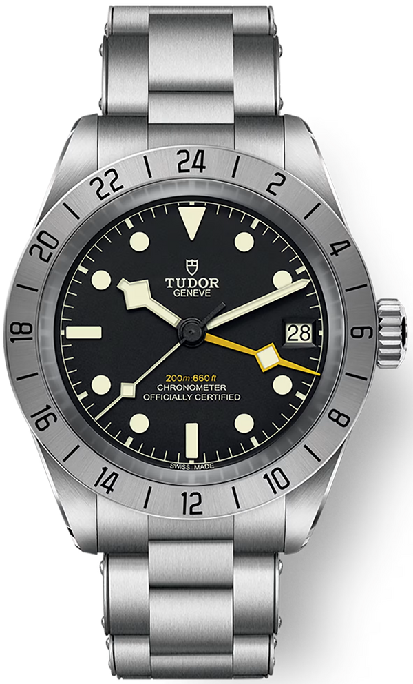 Tudor Black Bay Pro Black Dial Silver Steel Strap Watch for Men - M79470-0001