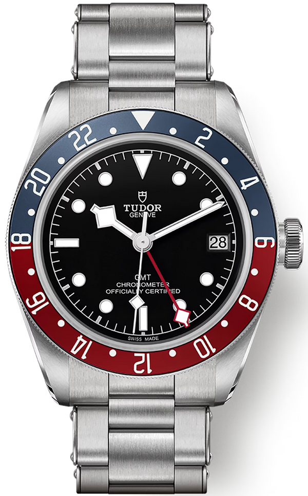 Tudor Black Bay GMT Black Dial Silver Steel Strap Watch for Men - M79830RB-0001