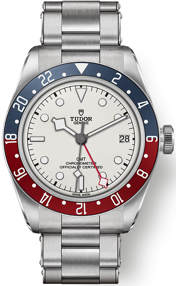 Tudor Black Bay GMT Silver Dial Silver Steel Strap Watch for Men - M79830RB-0010