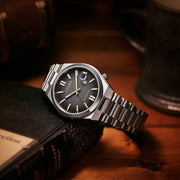 Citizen Tsuyosa 60 Automatic Black Dial Silver Steel Strap Watch for Men - NK0020-55E