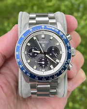 Seiko Prospex Speedtimer Solar Chronograph Grey Dial Silver Steel Strap Watch for Men - SSC939