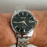 Seiko Presage Cocktail Time Automatic Green Dial Silver Steel Strap Watch for Men - SRPE15J1