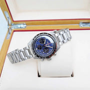 Seiko Prospex Speedtimer Solar Chronograph Blue Dial Silver Steel Strap Watch for Men - SSC815