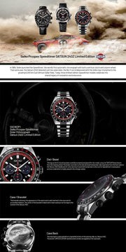 Seiko Prospex Speedtimer Solar Chronograph Datsun 240Z Collaboration Limited Edition Black Dial Two Tone Steel Strap Watch for Men - SSC957