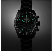 Seiko Prospex Speedtimer The Black Series Limited Edition Black Dial Black Steel Strap Watch for Men - SSC917