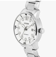 Citizen Mechanical Automatic White Dial Silver Steel Strap Watch for Men - NJ0191-83A