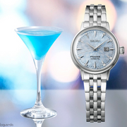 Seiko Presage Cocktail Time Automatic Skydiving Diamonds Blue Dial Silver Steel Strap Watch for Women - SRE007J1