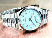 Citizen Tsuyosa Automatic Turquoise Blue Dial Silver Steel Strap Watch for Men - NJ0151-53L