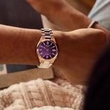 Citizen Tsuyosa Automatic Purple Dial Silver Steel Strap Watch for Men - NJ0200-50W