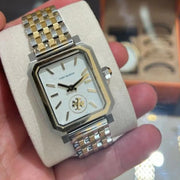 Tory Burch Robinson White Dial Two Tone Steel Strap Watch for Women - TBW1501