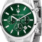 Maserati Attrazione Chronograph Green Dial Silver Steel Strap Watch for Men - R8853151011
