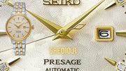 Seiko Presage Cocktail Time Automatic Diamonds White Dial Two Tone Steel Strap Watch for Women - SRE010J1