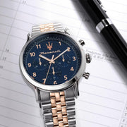 Maserati Epoca Limited Edition Chronograph Blue Dial Two Tone Steel Strap Watch for Men - R8873618021