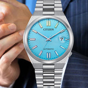 Citizen Tsuyosa Automatic Turquoise Blue Dial Silver Steel Strap Watch for Men - NJ0151-53L