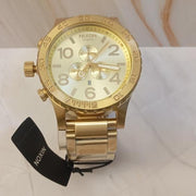 Nixon 51-30 Chronograph Gold Dial Gold Steel Strap Watch for Men - A083-502