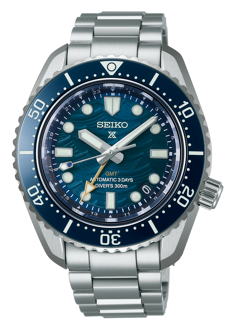 Seiko Prospex 1968 Heritage Divers GMT The Great Wave Limited Edition Blue Dial Silver Steel Strap Watch for Men - SPB509J1