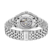 Hugo Boss Principle Skeleton Green Dial Silver Steel Strap Watch for Men - 1514236