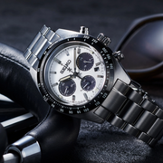 Seiko Prospex Speedtimer Solar Chronograph White Dial Silver Steel Strap Watch for Men - SSC813